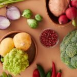 fresh vegetables on brown surface